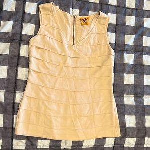 🌼 TORY BURCH Cream Pleated 100% Silk Blouse